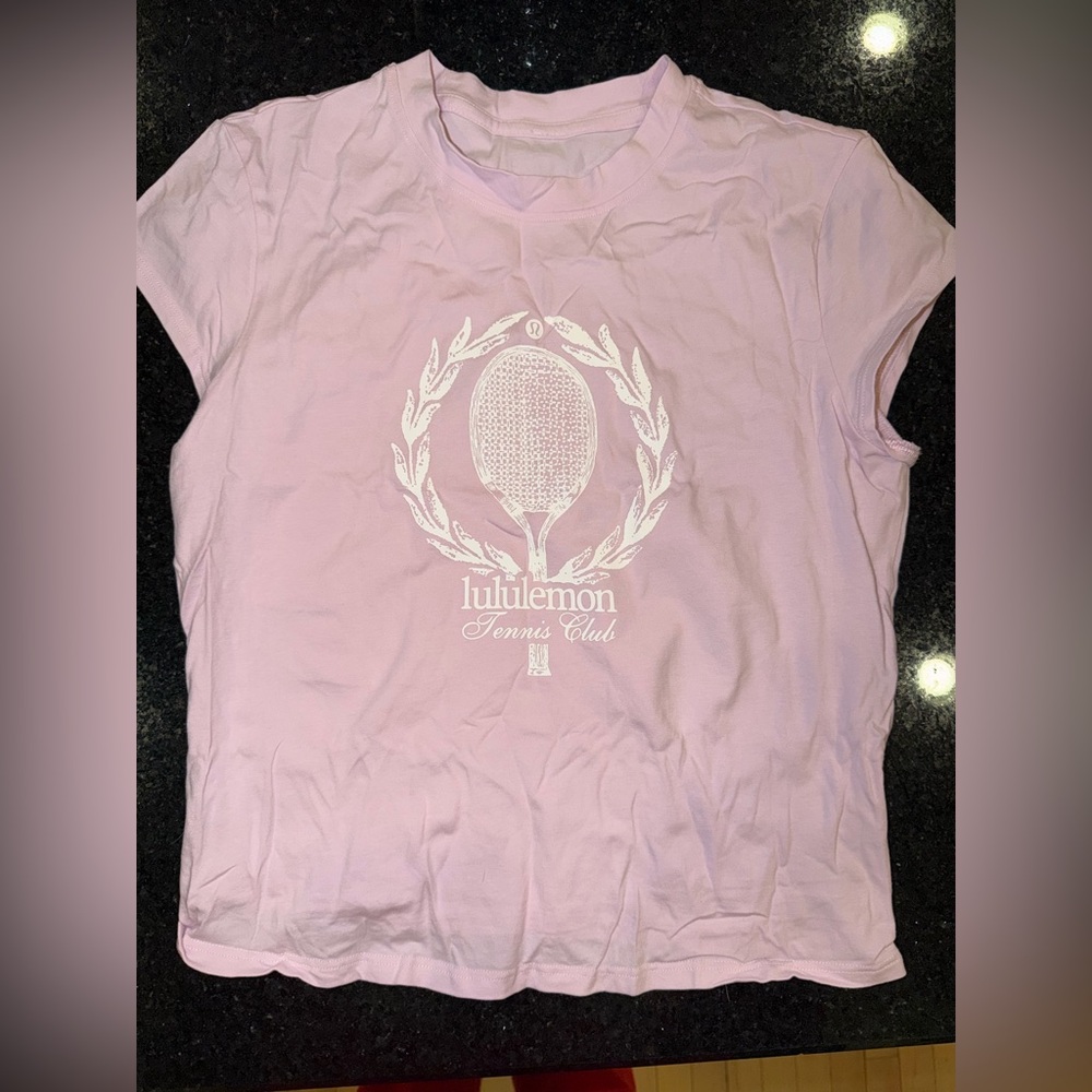 Lululemon Organic Cotton Pink Organza Baby T Shirt Medium New without tags